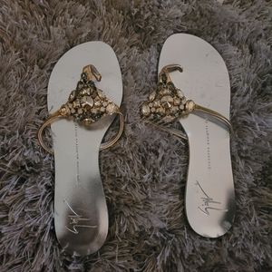 Giuseppe Zanotti design silver sandals with jewels